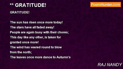 RAJ NANDY - ** GRATITUDE!