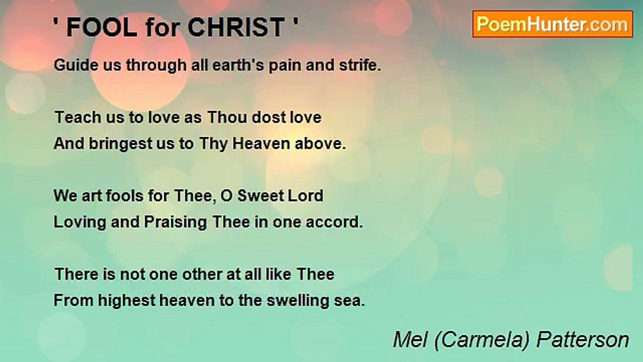 Carmela Patterson - ' FOOL for CHRIST '