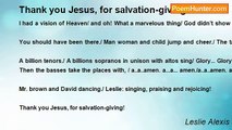 Leslie Alexis - Thank you Jesus, for salvation-giving