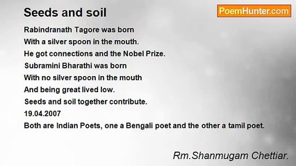 Rm.Shanmugam Chettiar. - Seeds and soil