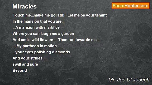Mr. Jac D' Joseph - Miracles