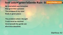 Mahfooz Ali - font color='green'bGentle Rain: Simple pleasures