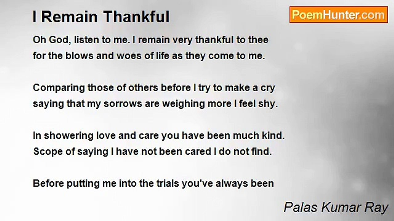 Palas Kumar Ray - I Remain Thankful
