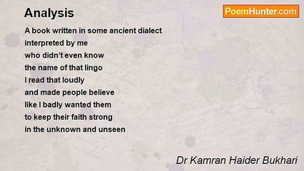 Dr Kamran Haider Bukhari - Analysis