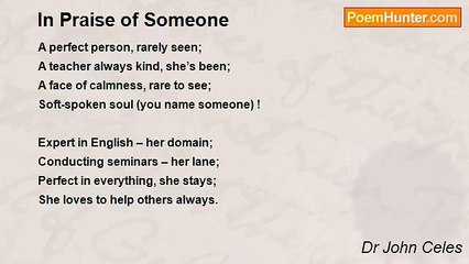 Dr John Celes - In Praise of Someone