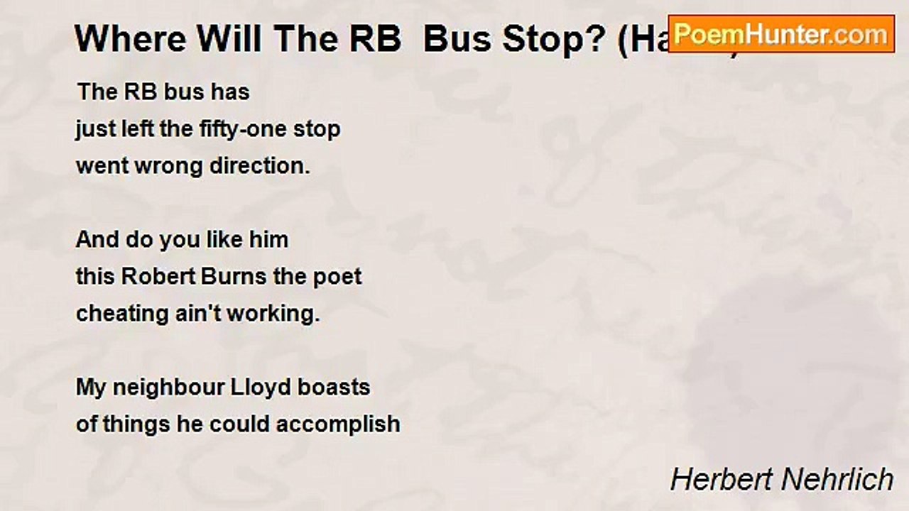 Herbert Nehrlich - Where Will The RB  Bus Stop?...