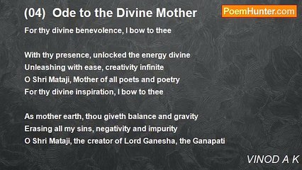 VINOD A K - (04)  Ode to the Divine Mother