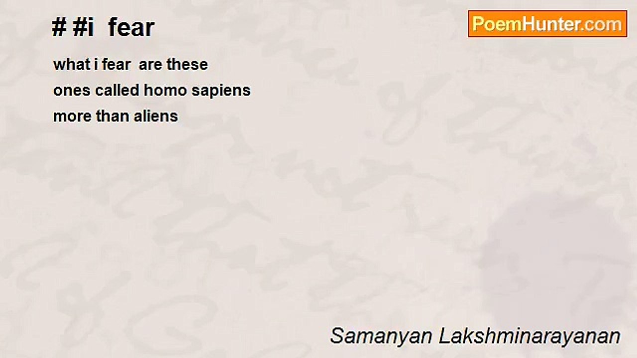 Samanyan Lakshminarayanan - # #i  fear