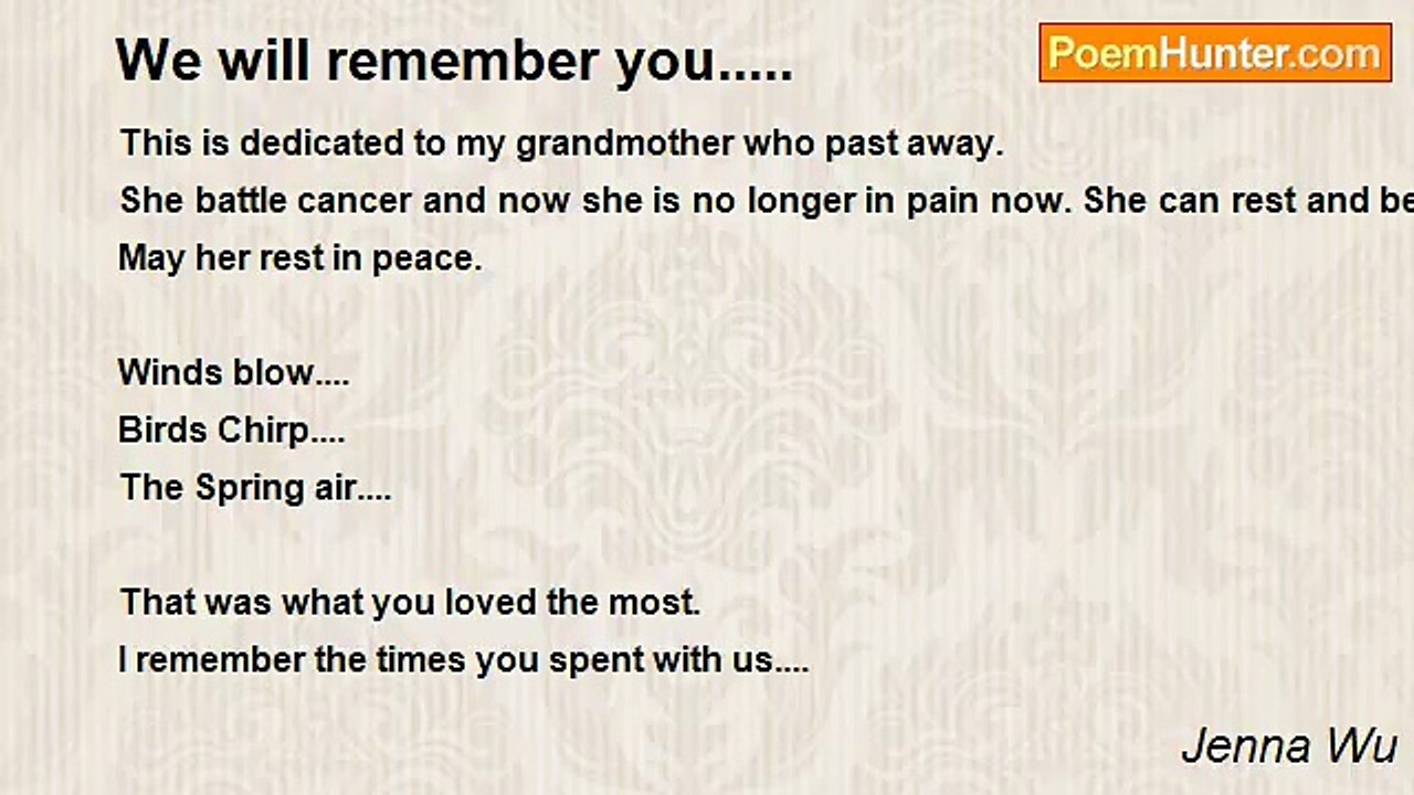 Jenna Wu - We will remember you.....