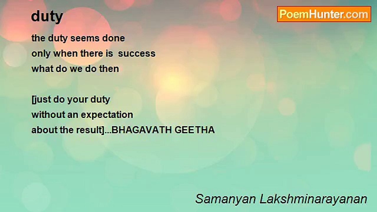 Samanyan Lakshminarayanan - duty