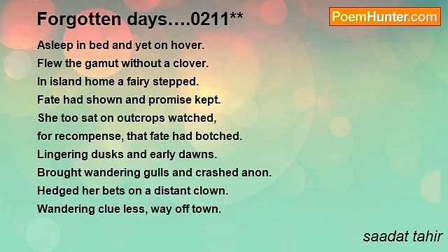 saadat tahir - Forgotten days….0211**