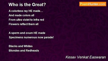 Kesav Venkat Easwaran - Who is the Great?