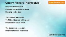 Sandra Martyres - Cherry Pickers (Haiku style)
