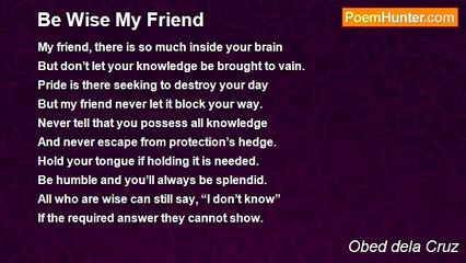 Obed dela Cruz - Be Wise My Friend