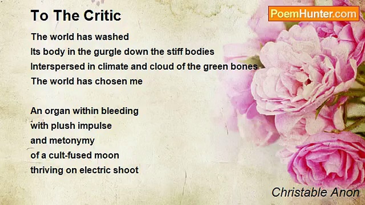 Christable Anon - To The Critic