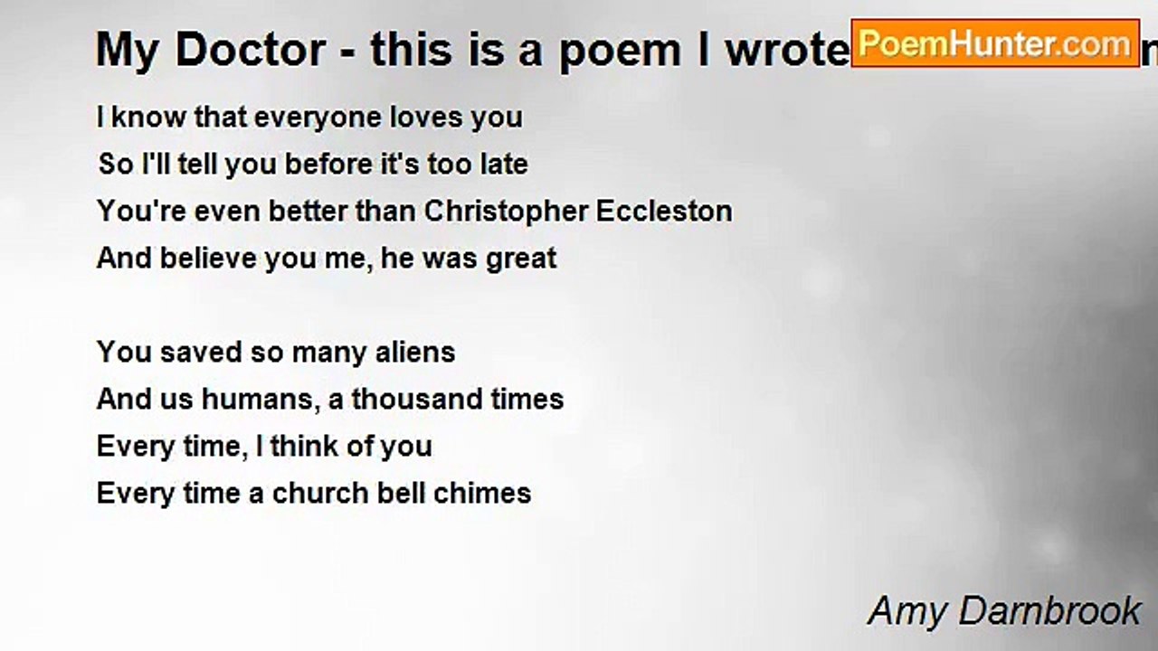 Amy Darnbrook - My Doctor - this is a poem I wrote for David Tennant when I found out he was leaving Doctor Who