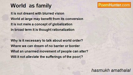 hasmukh amathalal - World  as family