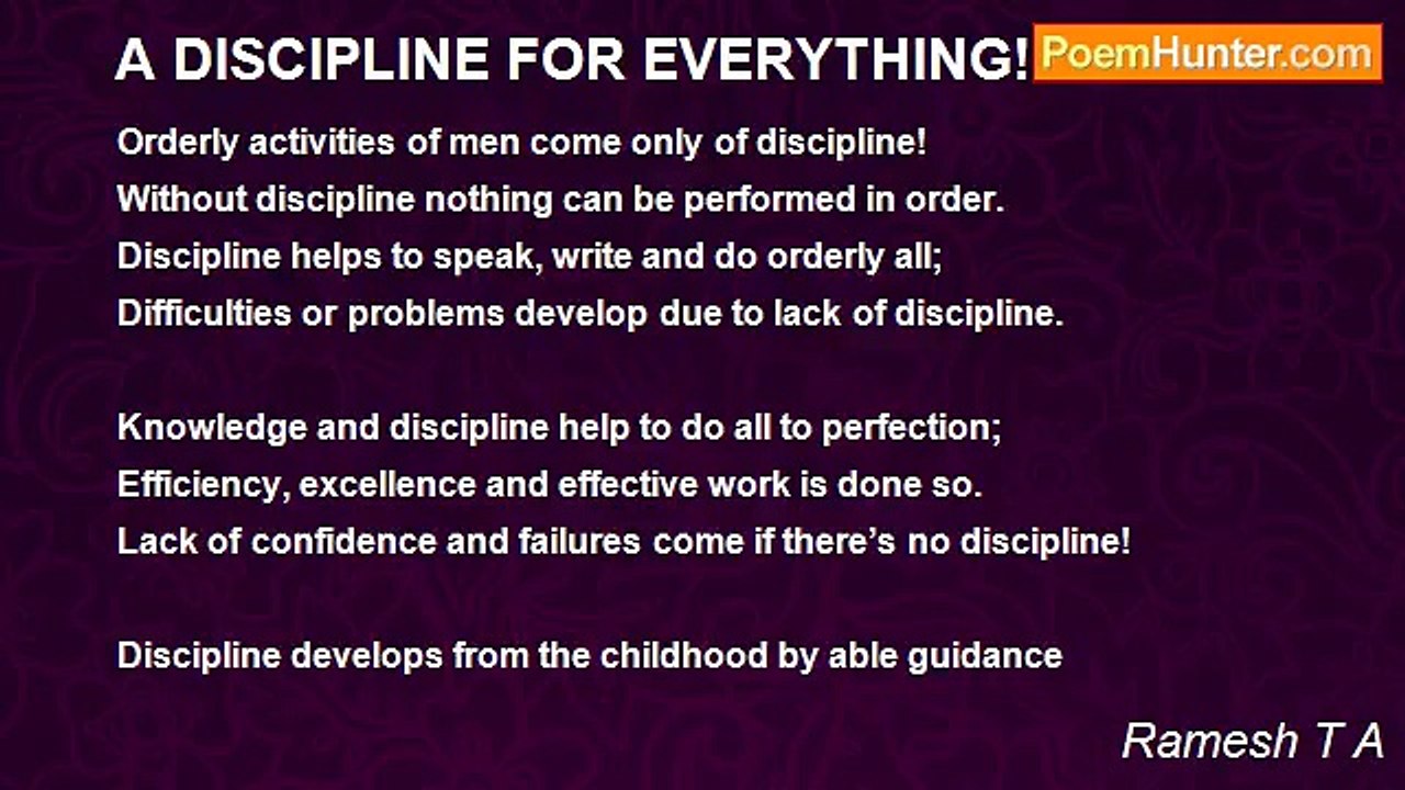 Ramesh T A - A DISCIPLINE FOR EVERYTHING!