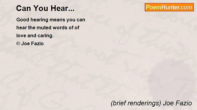 (brief renderings) Joe Fazio - Can You Hear...