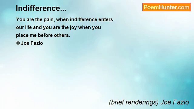 (brief renderings) Joe Fazio - Indifference...