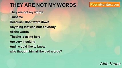 Aldo Kraas - THEY ARE NOT MY WORDS