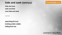 Leonard Dabydeen - hide and seek (senryu)