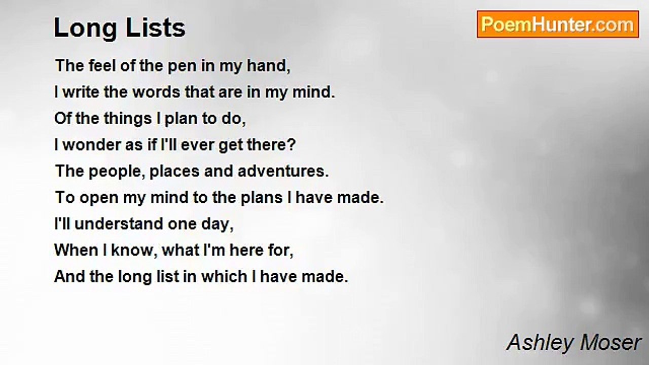 Ashley Moser - Long Lists