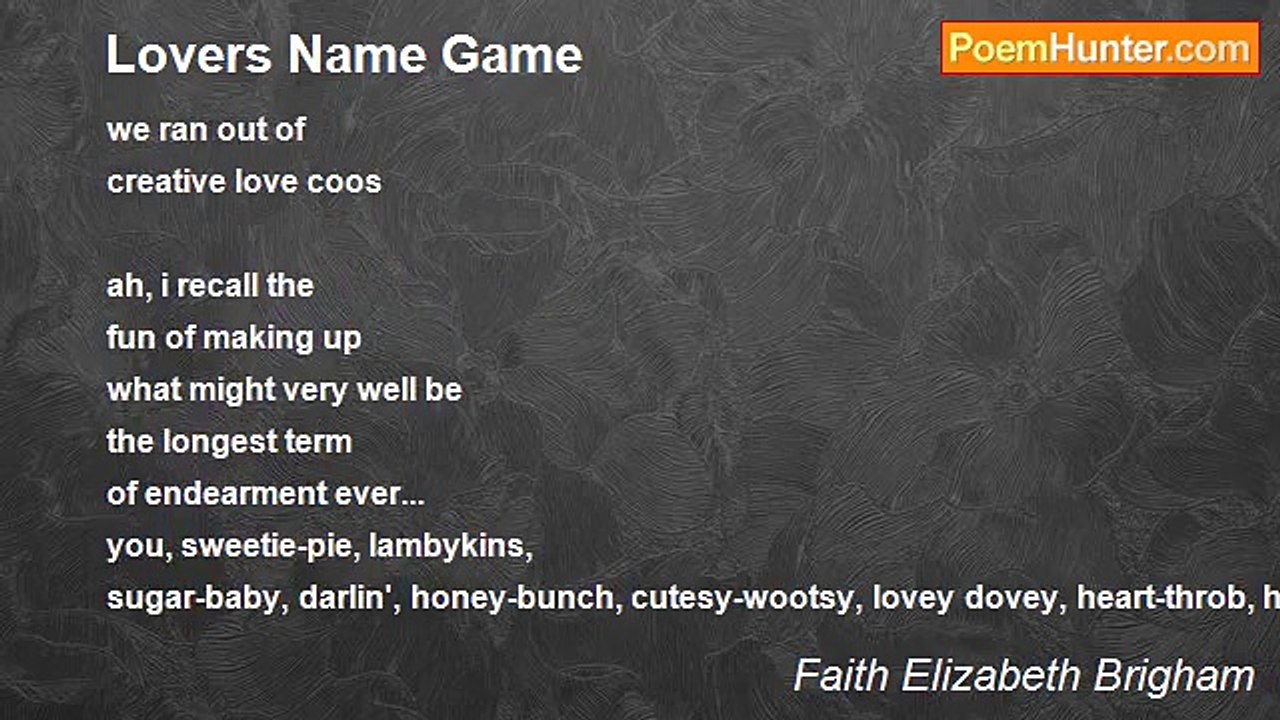Faith Elizabeth Brigham - Lovers Name Game