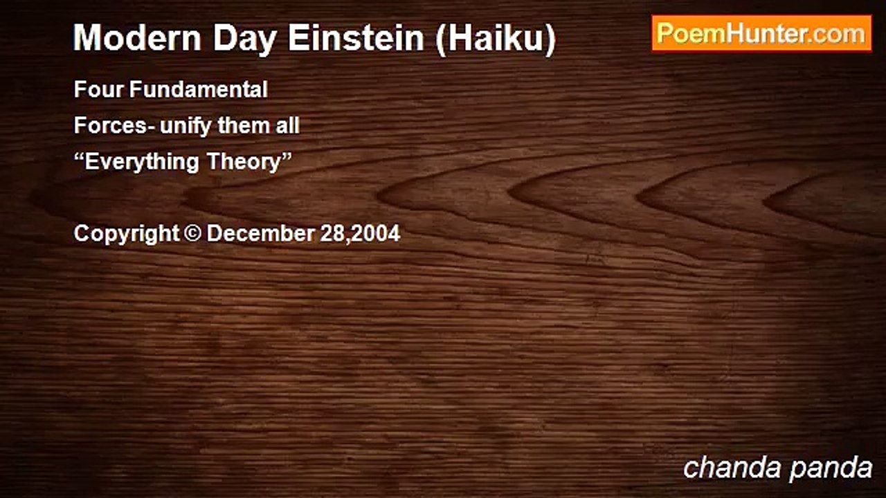 chanda panda - Modern Day Einstein (Haiku)