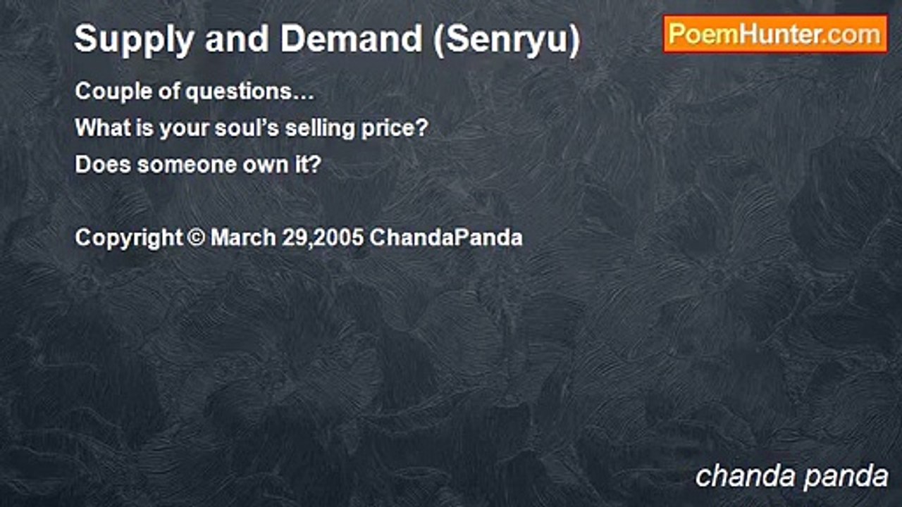 chanda panda - Supply and Demand (Senryu)