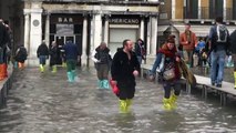 High water floods St. Mark's Square in Venice