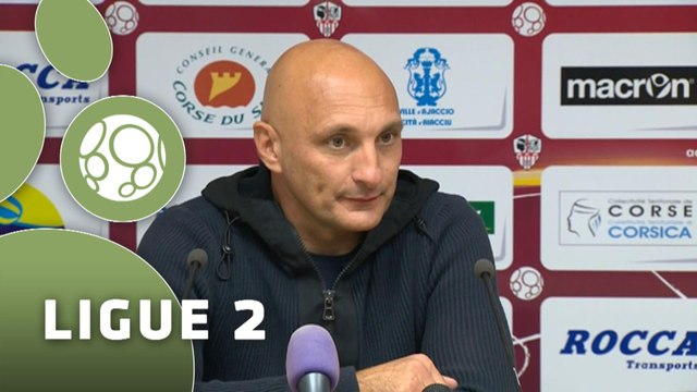 Conférence de presse AC Ajaccio - ESTAC Troyes (2-1) : Olivier PANTALONI (ACAJ) - Jean-Marc FURLAN (ESTAC) - 2014/2015