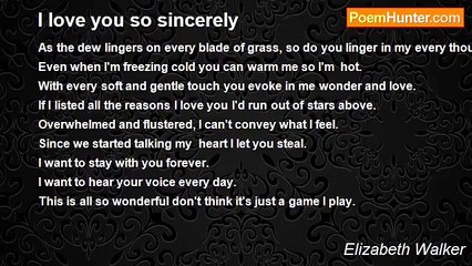 Elizabeth Walker - I love you so sincerely