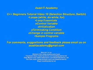 C++ Beginners Tutorial Video 10 by asad It Acamdemy