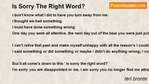 teri bronte - Is Sorry The Right Word?