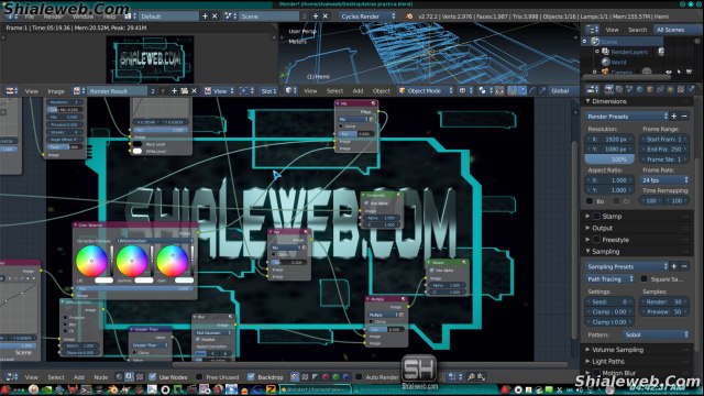 Blender Cycles Render Engine Moldeando WallPaper Material Textura Ventanas Linux Fedora KDE