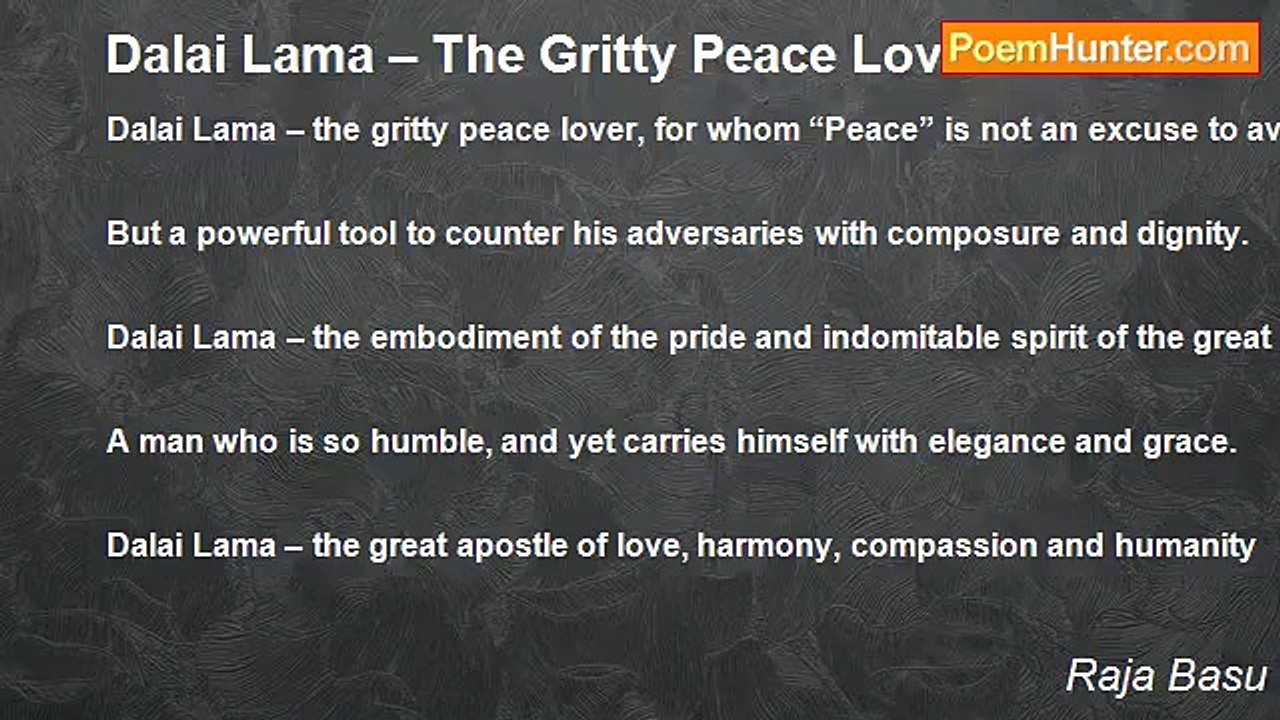 Raja Basu - Dalai Lama – The Gritty Peace Lover
