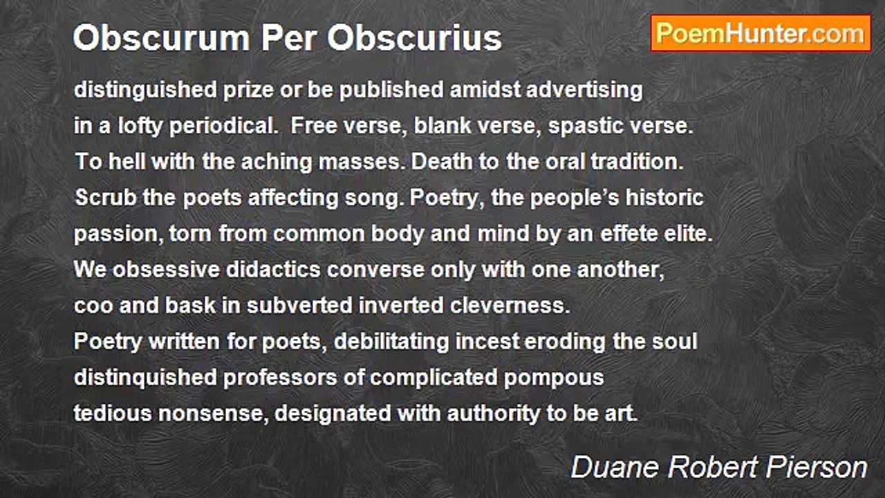 Duane Robert Pierson - Obscurum Per Obscurius