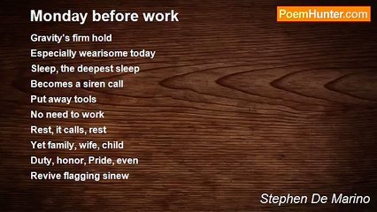 Stephen De Marino - Monday before work