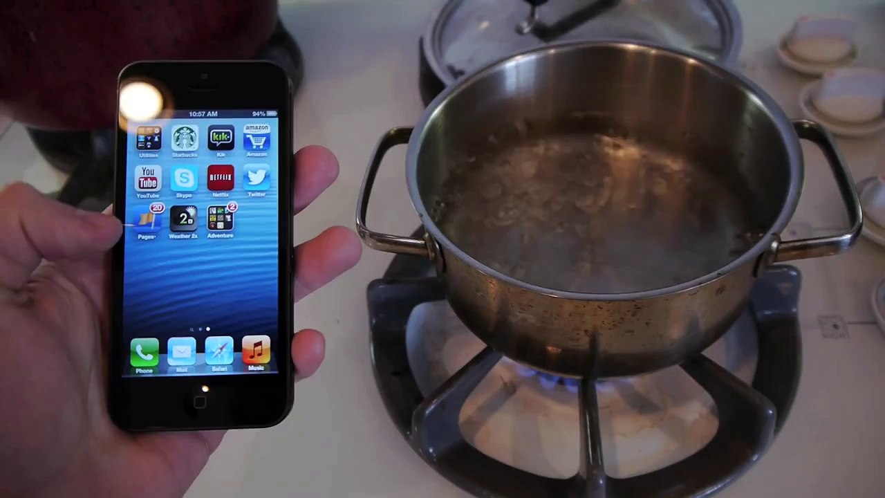 iPhone 5 Boiling Hot Water Drop Test - Will it Survive_