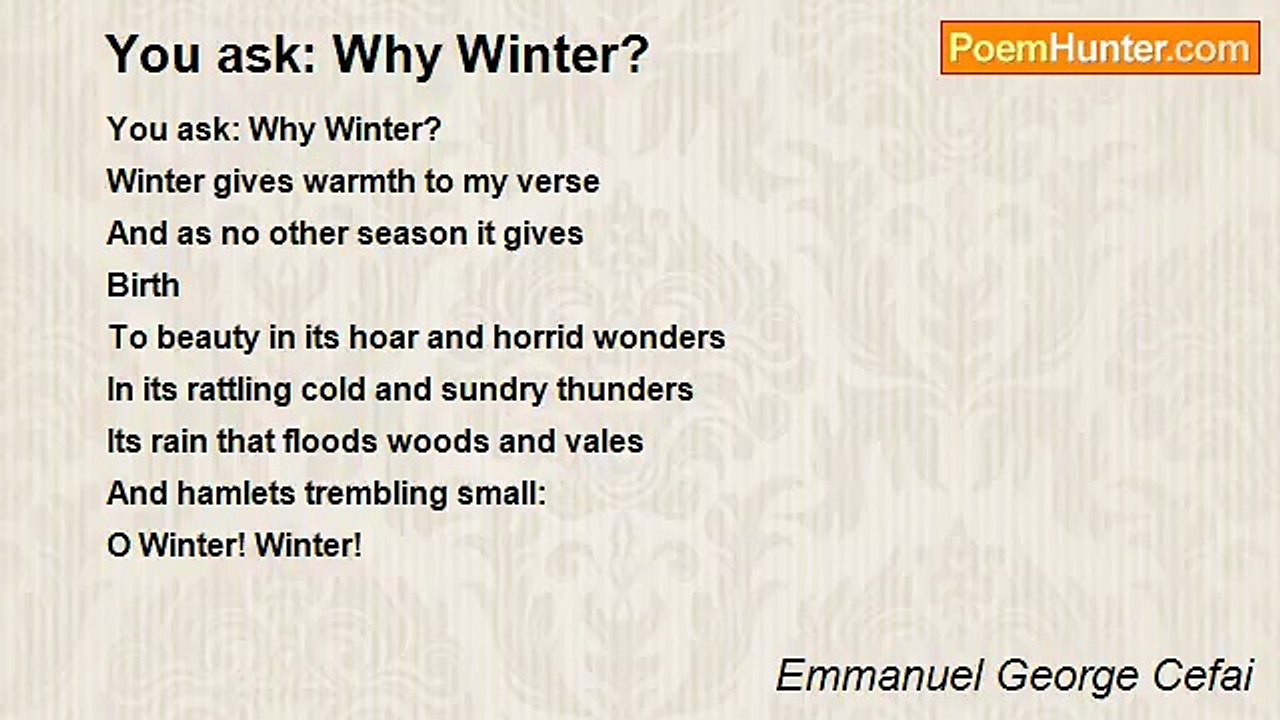 Emmanuel George Cefai - You ask: Why Winter?
