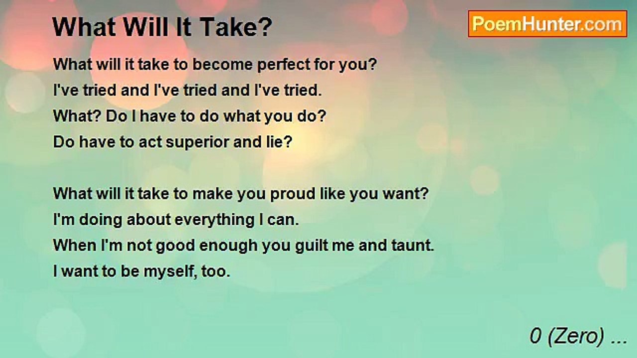 0 (Zero) ... - What Will It Take?
