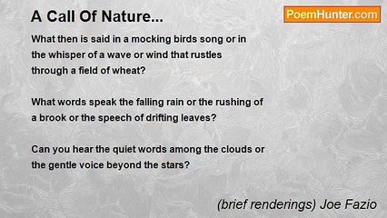 (brief renderings) Joe Fazio - A Call Of Nature...