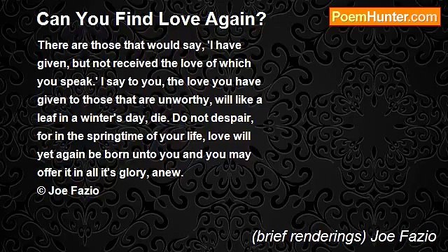 (brief renderings) Joe Fazio - Can You Find Love Again?