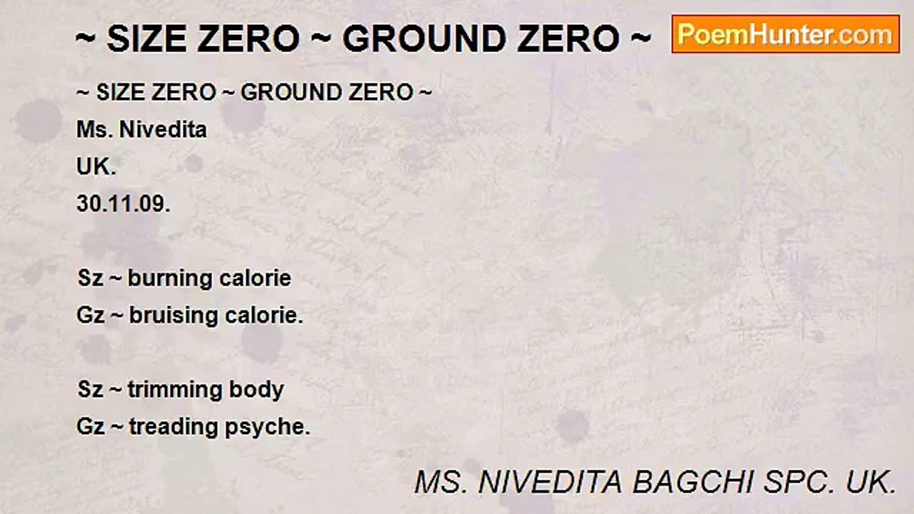 MS. NIVEDITA BAGCHI SPC. UK. - ~ SIZE ZERO ~ GR...