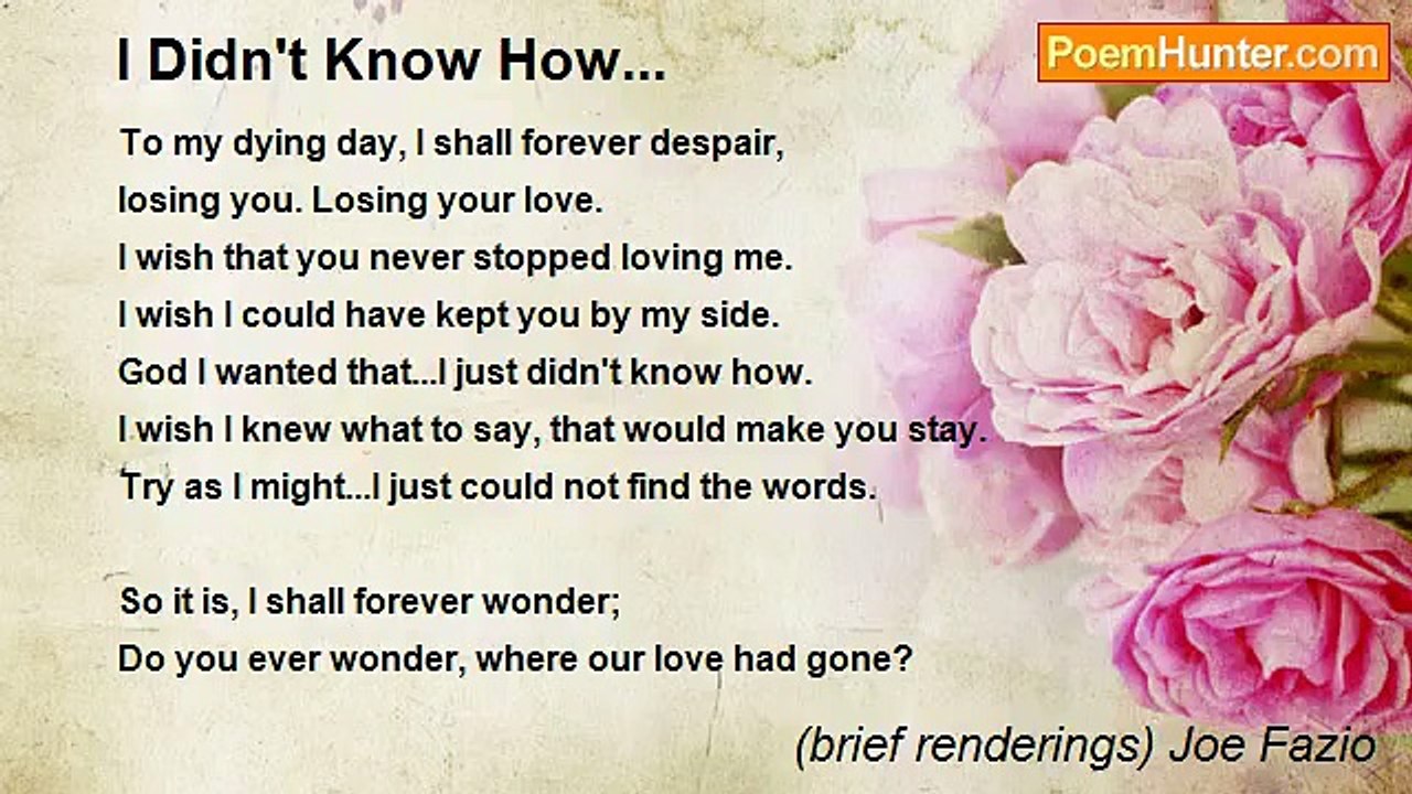 (brief renderings) Joe Fazio - I Didn't Know How...