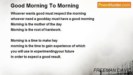 FREEMAN DAVID - Good Morning To Morning