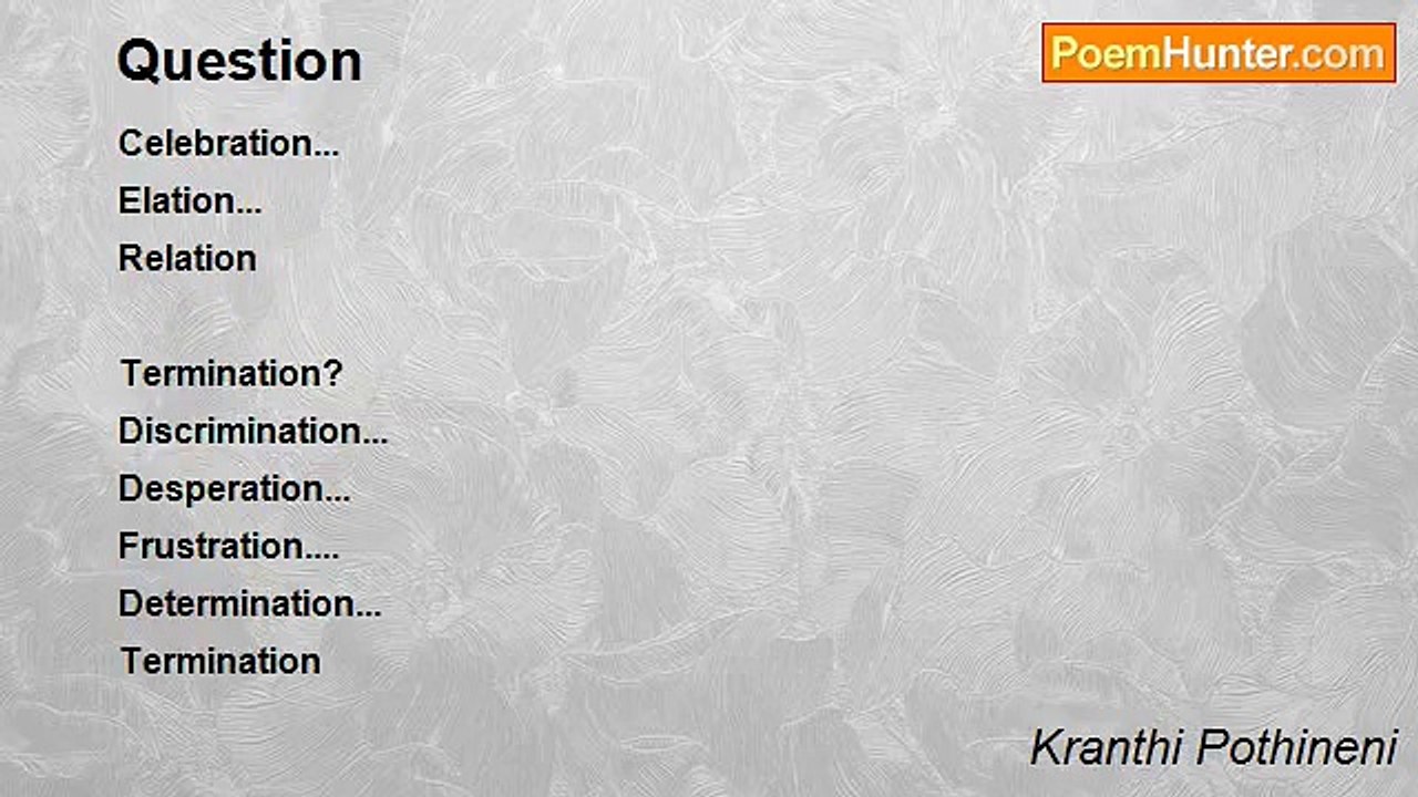 Kranthi Pothineni - Question
