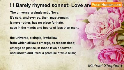 Michael Shepherd - ! ! Barely rhymed sonnet: Love and Law