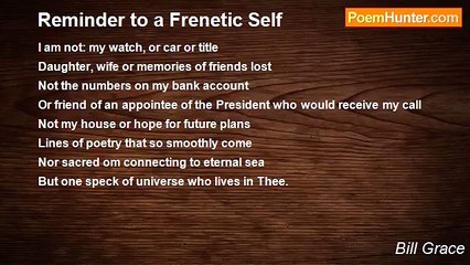 Bill Grace - Reminder to a Frenetic Self